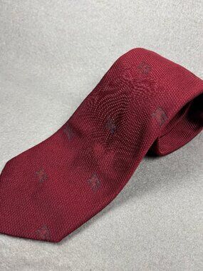 Burberry London Silk Tie Burgundy Equestrian Knight Logo Woven Italy 100% Silk